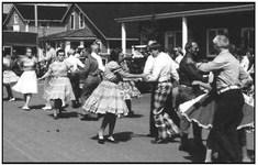 Dancers perform in the street of Waterville at the first Roche de Boeuf Festival, in 1974.