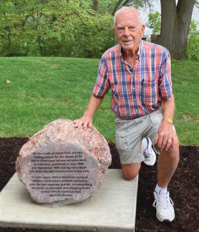 Gary Franks with the Hood Park monument.