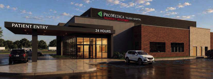 Rendering of ProMedica Toledo Hospital Emergency and Urgent Care expected to open in Perrysburg late fall 2027.