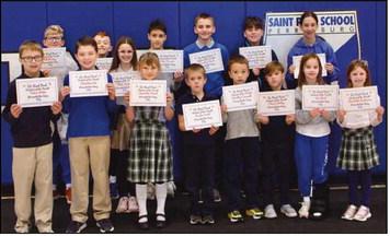 Front Row: Nolan Pabin, Christian Lee, Charlotte Slavik, Austin Fecht, Bradley Criswell, Eland Willey, Gia Reed and Charlotte Anderson. Back Row: Elliot Sigg, Maxwell Musilli, Mila Decant, Zeke Frasure, Brantley Short, Jackson Gorzyca and Reagan Anderson. Not Pictured: Liam McCarthy and Ben Goblirsch.