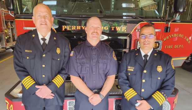 From left: Fire Chief Tom Brice, newly-hired Firefighter/EMT Zach Welling and Deputy Chief Jim Rodriguez.