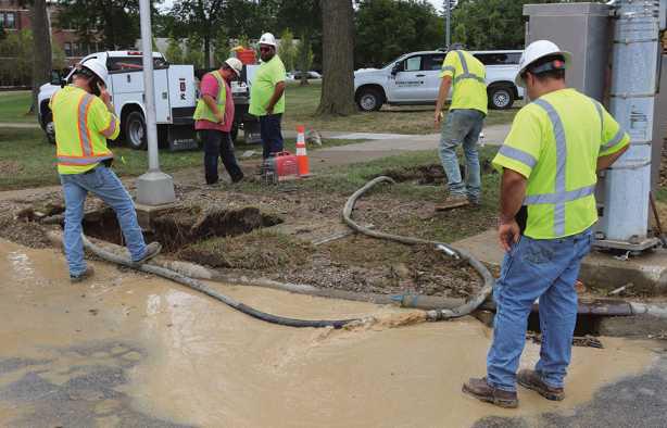 Water line break on Indiana Avenue