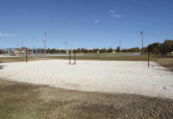 The newly completed volleyball courts at Rivercrest Park. Nets were installed on the day of the ribbon cutting ceremony.