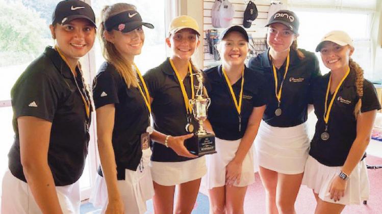 From left: Paige Feldkamp, Sophia Strzesynski, Sydney Deal, Summer Boedeker, Olivia Eisaman and Ariyah Ellis at the Sylvania Invitational at Eagle’s Landing.