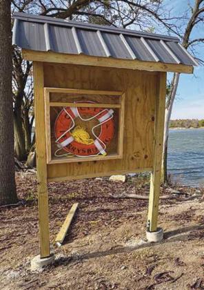 One of Courtney’s life ring stations, located at the Maple Street boat ramp along the Maumee River.