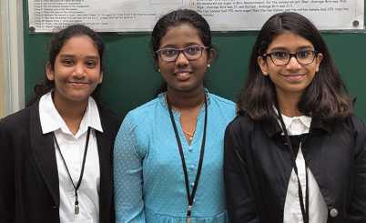 From left: Teertha Kattamuri, Avnitha Rajesh and Manasvi Indraganti.