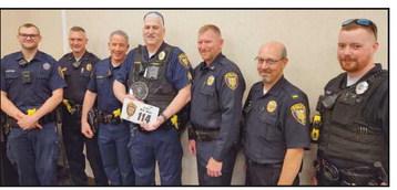 From left: Patrolman Hunter Dotson, Lieutenant David Molter, Lieutenant Jason Gladney, Sergeant Mike Munoz, Chief Matt Gazarek, Lieutenant Scott Moskowitz and Patrolman Andrew Watson.