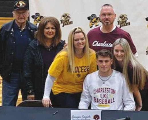 Kanyon Gagich, baseball, University of Charleston, with parents Niki and Jeff Gagich, sister Payton and grandparents Sandy and Joe Stasiak.