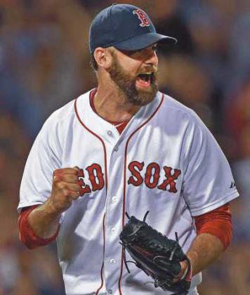 In 2014, Badenhop was a Boston Red Sox relief pitcher.