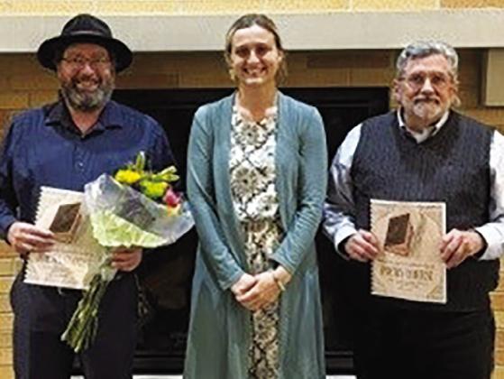 From left: Joseph DeMare, runner up; Aspen Short of Wood Haven Health Care, and Geoff Howes, winner.