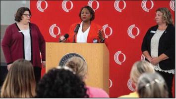 From left: Owens Provost Dr. Denise Smith; Owens President Dr. Dione Somerville; and Owens Assistant Dean for Nursing Dr. Irene Jones.