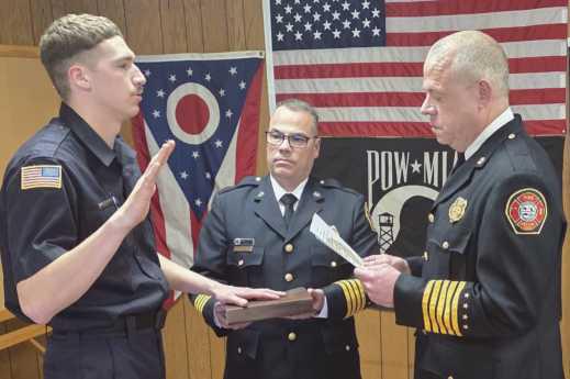 From left: Firefighter/EMT Caleb Tobias, Deputy Fire Chief Jim Rodriguez and Fire Chief Tom Brice.