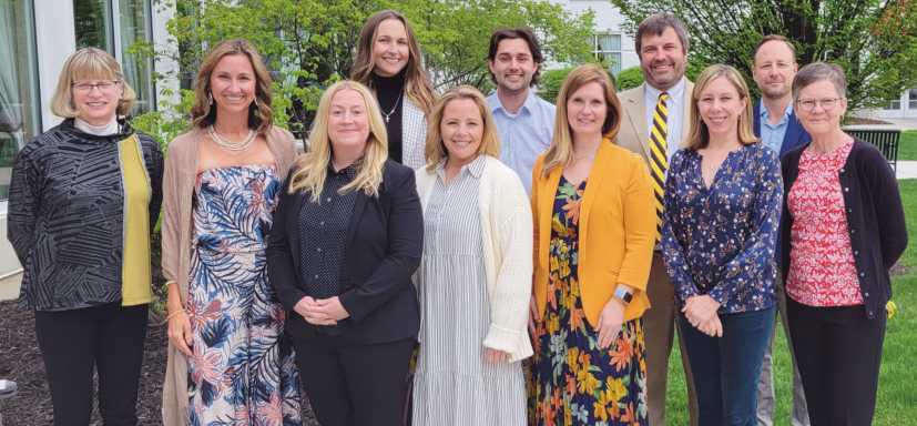 PSF 2024-2025 board, from left, back row: Susan Nelson, Stacy Archambeau Geissler, Allex Brown Skotynsky, Drew Paule, Jeff Abke and Chris Sipe. Front row: Kelly Rose Hirsh, Laura Hafner, Amy Luck, Kristin Kaiser and Lisa Robinson Nunn. Not pictured: Chris Bacon, Janel Haas, Tom Hosler, Amanda Barker Graven, Robin Smith Laird, Mindy McCarthy and Kati McDougle.
