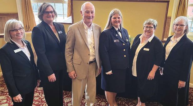 Left to right: Darcy Ulrich, Rossford, treasurer; Mary Schaller, Perrysburg, secretary; Howard Zibbel, Rossford, executive officer; Loriann Czerniejewski, Toledo (Point Place), commander; Amy Watkins-Gross, Perrysburg, administrative officer, and Phyllis Zibbel, Rossford, education officer.