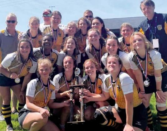 Members of the championship team are, front row from left: Captain Annie Hinkle, Olivia Allen, Keely Merrick, Molly Cherry. Middle row: Adina Castillo, Faith Smallwood, Catherine Kerber, Ailey Merrick, Evelyn Okenka, Alyvia Ross. Back row: Maggie Mantel, Emma Thomford, Sophie Rahe, Kate Magoun, Amara Perez and Kenzie Morris. Missing is Espi Perez. Coaches are Phil Gutkowski, Brandon Smith, Dan Ketterman and Marc Goddard.