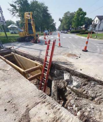 Excavation at Louisiana and Indiana avenues exposed interurban track.