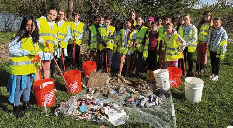 Members of the Hull Prairie Intermediate School Environmental Club participated in the Maumee River cleanup this spring.
