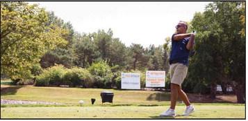 Jameel Burkett, president and CEO of Burkett Restaurant Equipment &amp; Supplies, tees off.
