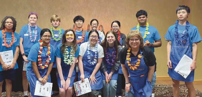 Members of the Perrysburg High School Interact Club assisted the Perrysburg Rotary Club at its April 25 fund-raiser. Pictured are, front row, from left: Kivani Govender, Scarlett McClain, Cindy Ma, Layelle Allamar and Terri Camp, Perrysburg High School Interact coordinator. Back row: Ju’Don Pratt, Katie Avery, Andrew Garst, Brian Chen, Kate Wu, Ling Chen, Kylesh Govender and Alan Chen.