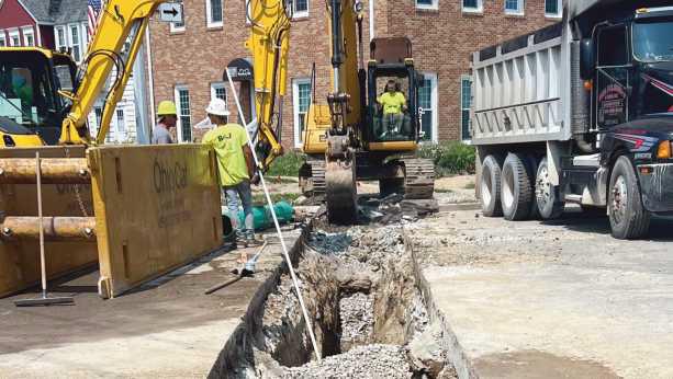 Above and below: Recent construction near the intersection of Louisiana and West Indiana avenues.