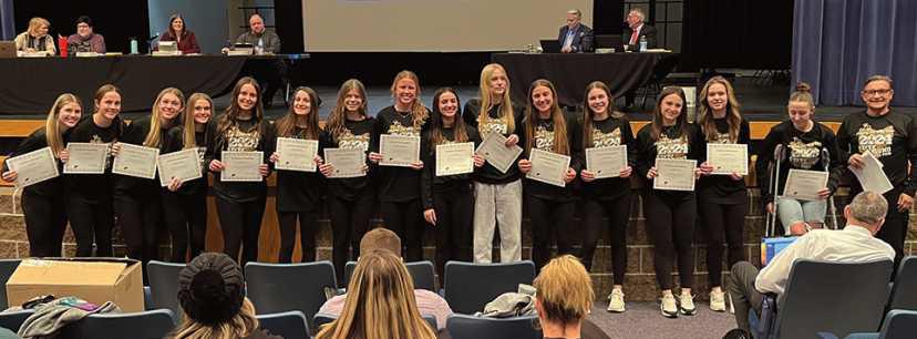 Perrysburg OHSAA state qualifiers receive their recognitions.