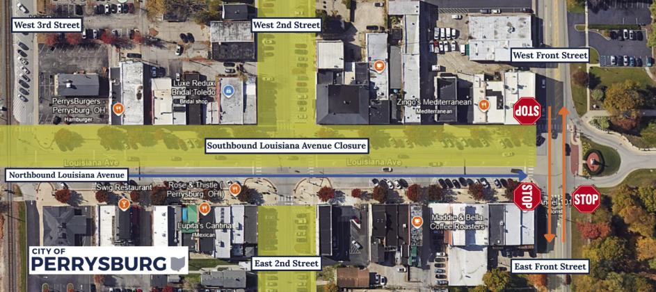 A map of the new temporary traffic changes happening on Louisiana Avenue after the construction moves to the western side of the street. The yellow highlight indicates where construction will be occurring.