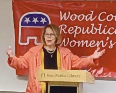Sue Larimer addressing the Wood County Republican Women’s Club at our October meeting at the Way Public Library, prior to her re-election.