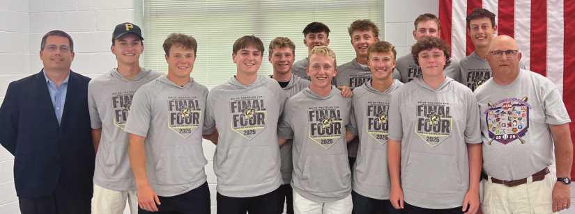 From left, front row: Board of Education member Chris Anderson, Ben Miller, Braxton Mefferd, Asher Lattimore, Owen Mead, Ryan Rettig, Landon Winters, Brendan LaPoint and Coach Dave Hall. Back row: Noah Lindsey, Tyler Palmer, AJ Crowley and Preston Faris. Not Pictured: Andrew Charpie, Lucas Graham, Brayden Heitmeyer, Connor Kessinger, Mason Kessinger, Joel Manges, Grant Petteys and J.D. Zeeb.