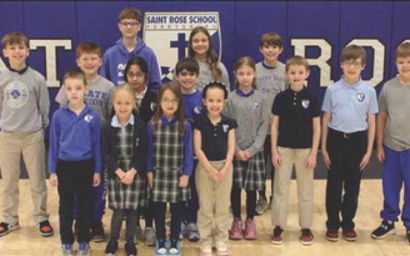 Front row, from left: Owen Aust, Charlotte Richards, Olivia Litt and Clara Ciesla. Middle row: Sean Mayle, Brody Smolensk), Aarya Mutgi, Noah Alencar-Proenca, Vivian Beasley, Lincoln Parkins, Charles Pakka and Jack Matthews. Back row: Aidan Graber, Kaysen Kesler and Eli Bill. Not pictured: William Shroyer and Ethan Warren.