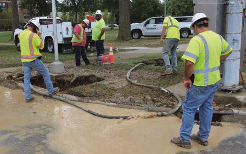 Water line break on Indiana Avenue