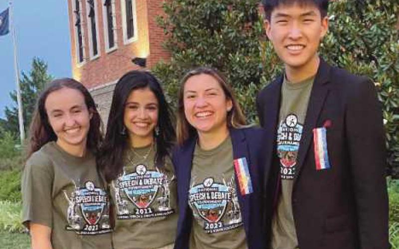 Speech and debate team national qualifiers, from left: Sydney Rettig, Hana El Nemr, Bella Aromas and Andy Chung.