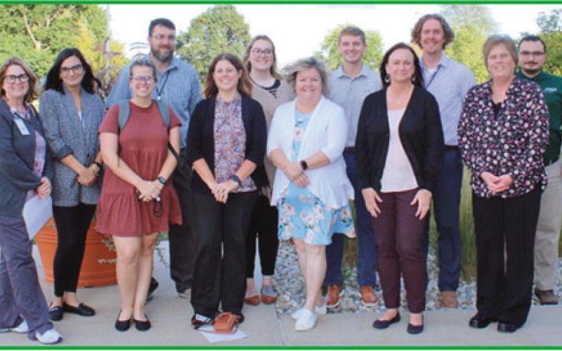 New staff joining Penta Career Center are front row, from left, Vicki Lammie, Meghan Bunting, Kaitlyn Ewing, Sandra Reynolds, Janice Borger, Rose Wilson and Sonia Herman. Back row, from left, are Bradley Roberts, Jillian Crowe, Eric Parker, David St. Louis and Samuel Hutchinson. Not pictured is Kevin Heintschel.