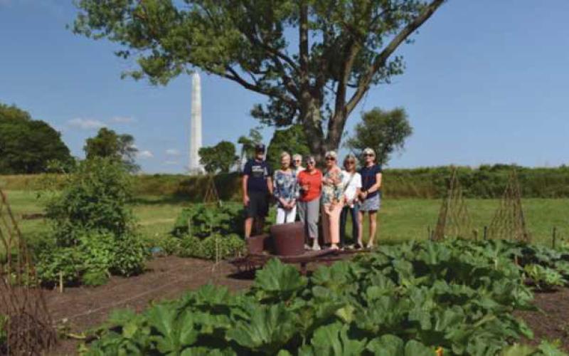 Fort Meigs Historic Site received grant money to renovate their 19th Century Heirloom Garden. Meeting with Fort Meigs Representative Tim Drill were CGC members, from left: Jane Moore, Kathy Attwood, Ursula Kluge, Carol Lynn Wilson, Kim Frazier and Pat Smith.