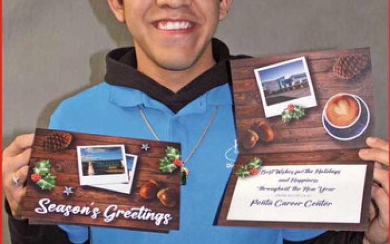 Penta student designs holiday cards for career center