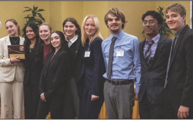 From left: Ella Hahn, Anushree Verma, Camryn Bruderly, Elena Fuentes, Anwyn Sawaya, Allison Harrold, Jonathan Severt, Avnish Shendge and Zachary Meyer. Photo by Freddy Fuentes