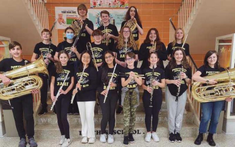 Pictured are some of the Perrysburg Junior High School students who were selected for the OMEA Honor Band.