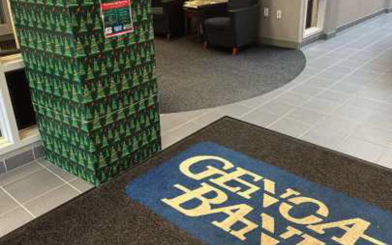 A drop-off box for lights in a Genoa Bank lobby.