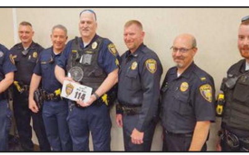 From left: Patrolman Hunter Dotson, Lieutenant David Molter, Lieutenant Jason Gladney, Sergeant Mike Munoz, Chief Matt Gazarek, Lieutenant Scott Moskowitz and Patrolman Andrew Watson.