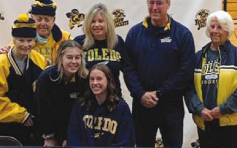 Aubrey Duhaime, cross country, University of Toledo, with parents Jodi and Keith Duhaime, sister Abby, grandmother Janet Duhaime and grandparents Shirley and Jim Jaros.