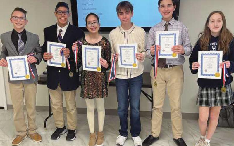 From left, Liam Toon, Santiago Rios-Sosa, Mia MacBride, Ray Flores, James Daly and Sabrina Cleveland.