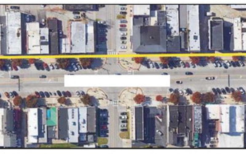 The yellow line shown along Louisiana Avenue indicates the project area Columbia Gas will be working in. Gas line installation is expected to impact west side of Louisiana Avenue only.