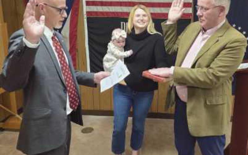 From left: Wood County Prosecuting Attorney Paul Dobson, Lucy Hartkopf, Perry Mack Hartkopf and re-elected Trustee Robert Mack.