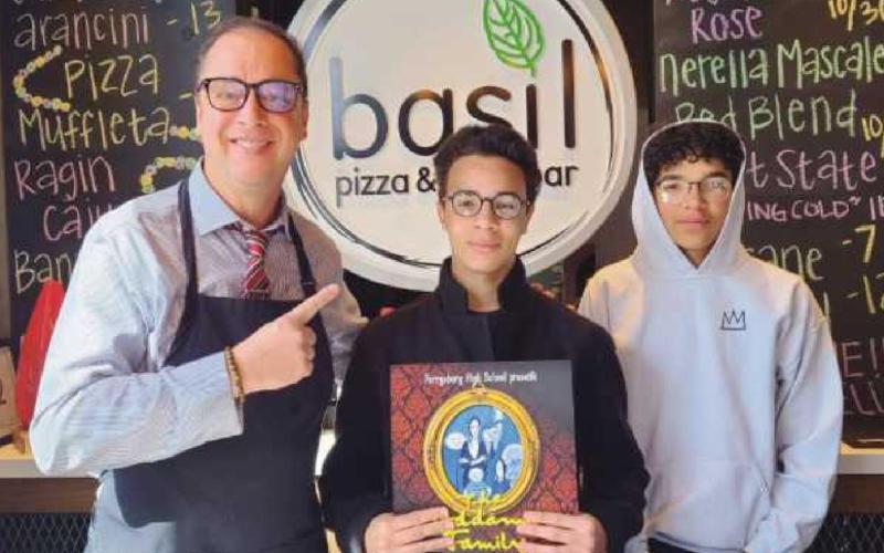 Holden Matthews and Jackson Matthews at Basil Pizza and Sports Bar.