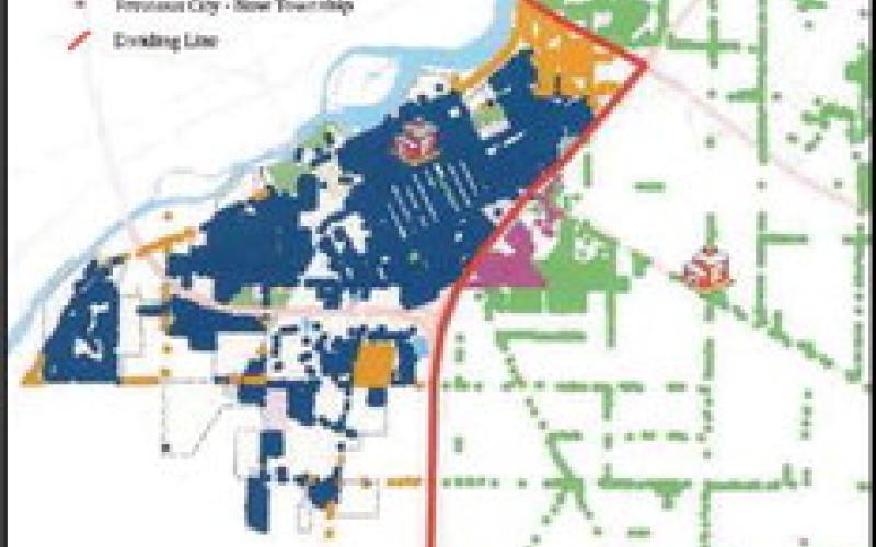 This map shows areas better served by each jurisdiction.