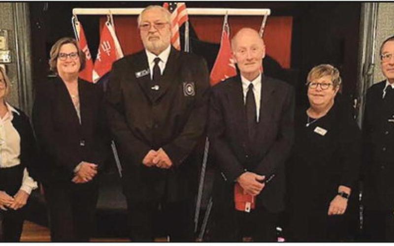From left: Treasurer Darcy Ulrich, Rossford; Secretary Mary Schaller, Perrysburg; Commander Jon Bensman, Toledo; Executive Officer Howard Zibbel, Rossford; Administrative Officer Amy Watkins-Gross, Perrysburg, and Education Officer Scott Kisabeth, Bowling Green.