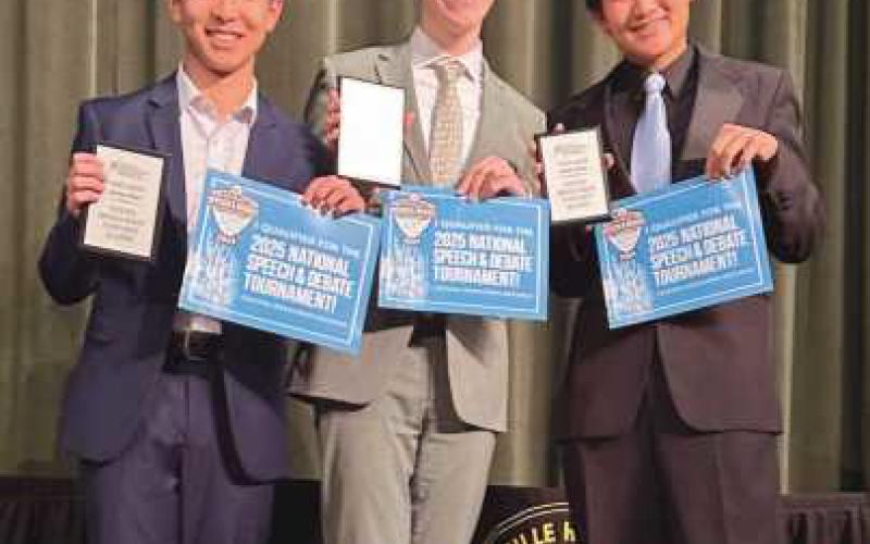 From left, National qualifiers Alex Ban, Seth Ermie and Robinson Zhang.