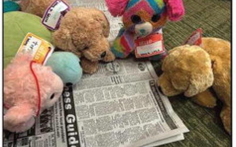 Stuffed animals look at the Perrysburg Messenger Journal to see what other Way Library programs to attend.