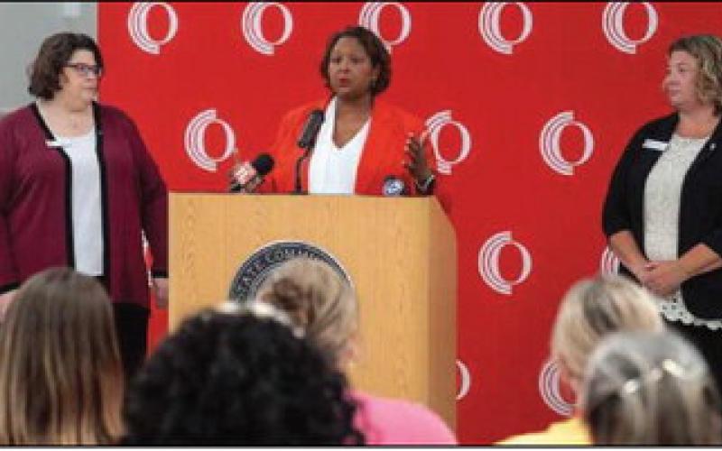 From left: Owens Provost Dr. Denise Smith; Owens President Dr. Dione Somerville; and Owens Assistant Dean for Nursing Dr. Irene Jones.