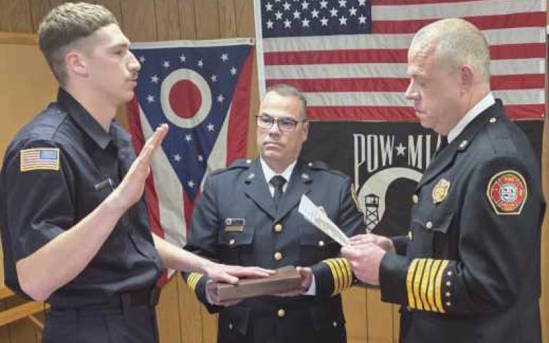 From left: Firefighter/EMT Caleb Tobias, Deputy Fire Chief Jim Rodriguez and Fire Chief Tom Brice.