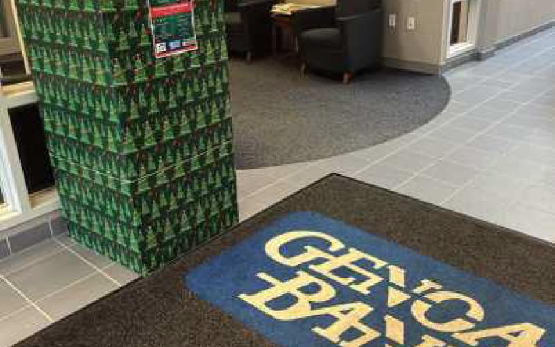 A drop-off box for lights in a Genoa Bank lobby.